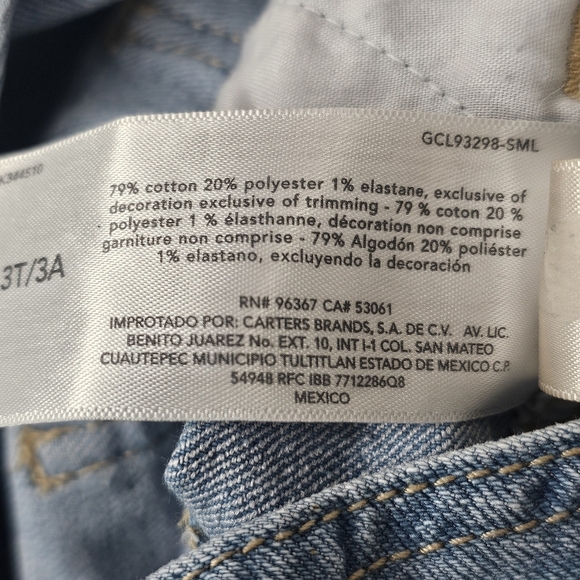 OshKosh B'Gosh Kids Overall Shorts Size 3T Blue Jeans Embroidered Butterfly - Picture 10 of 10